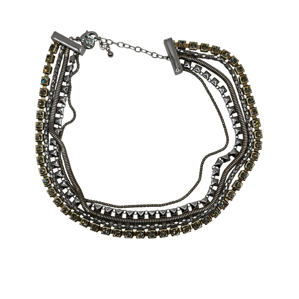 Edgy Glam Mixed Metal Rhinestone Layered Necklace from White House Black Market - Picture 10 of 11